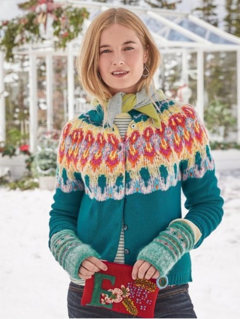 Sundance Womens XS Blue Fair Isle Kaleidoscope Bloo